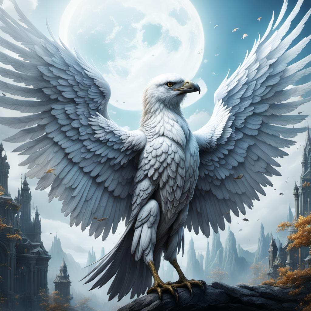 Angelic White Crow: Detailed Matte Painting