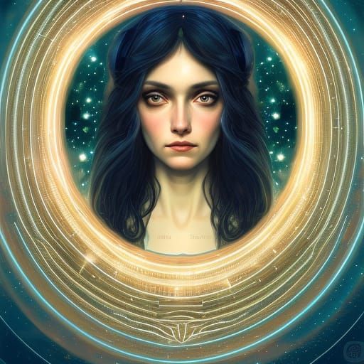 Celestial Woman Portrait in Digital Art Style