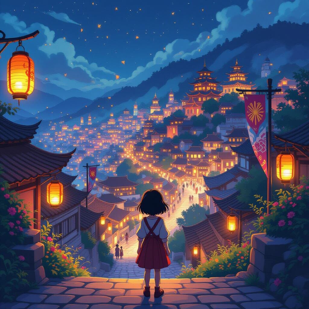 Anime Style Fantasy Festival Scene