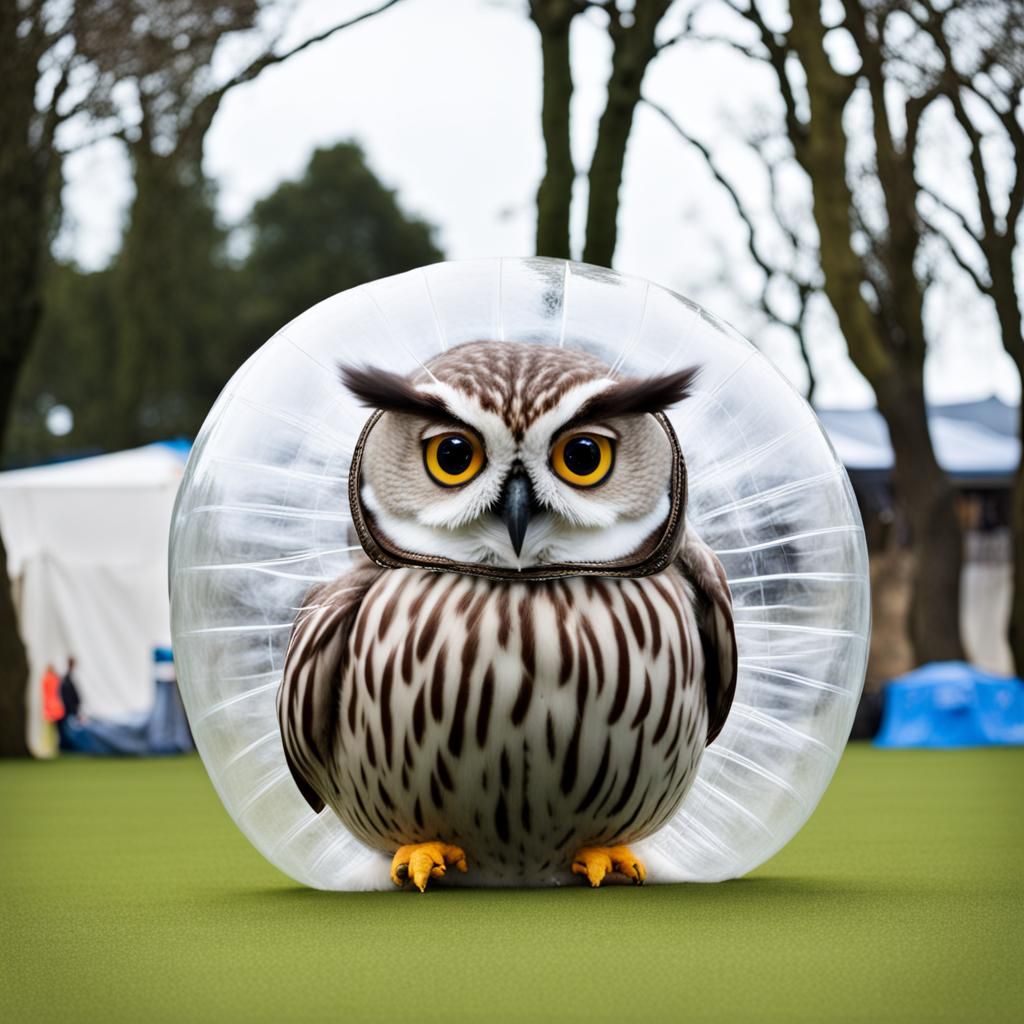Owl Bear in a Zorb Ball