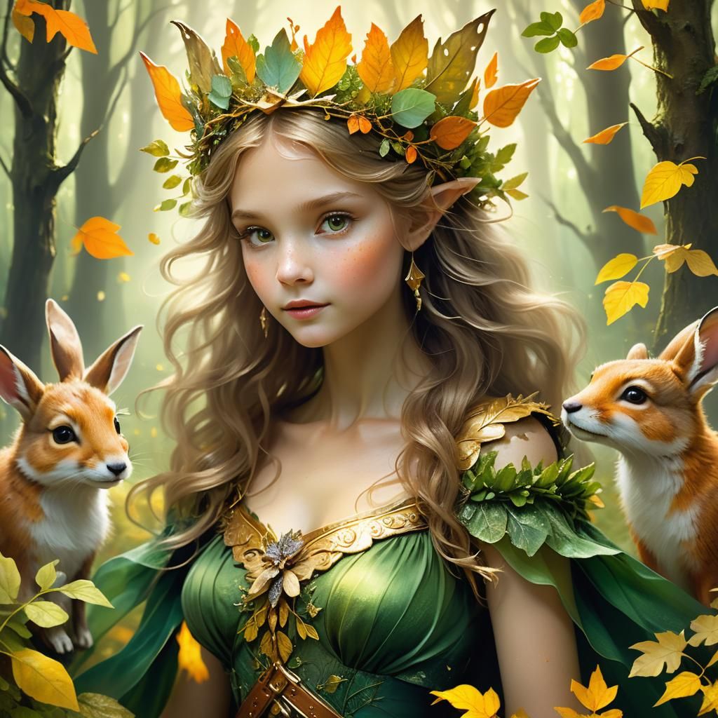 Forest Fairy Portrait in Ethereal Golden Light