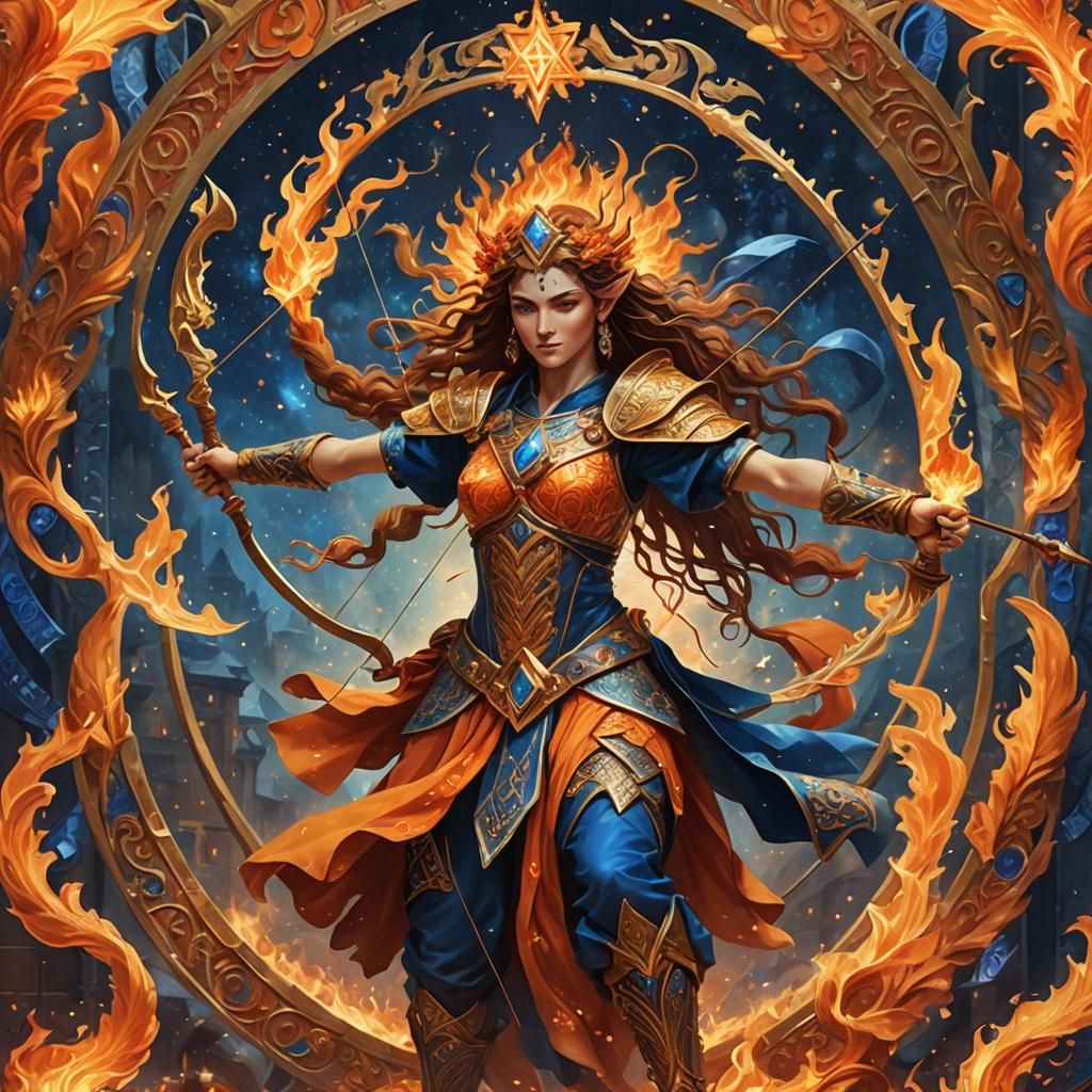 Fiery Sagittarius Zodiac Sign in Fantasy Illustration
