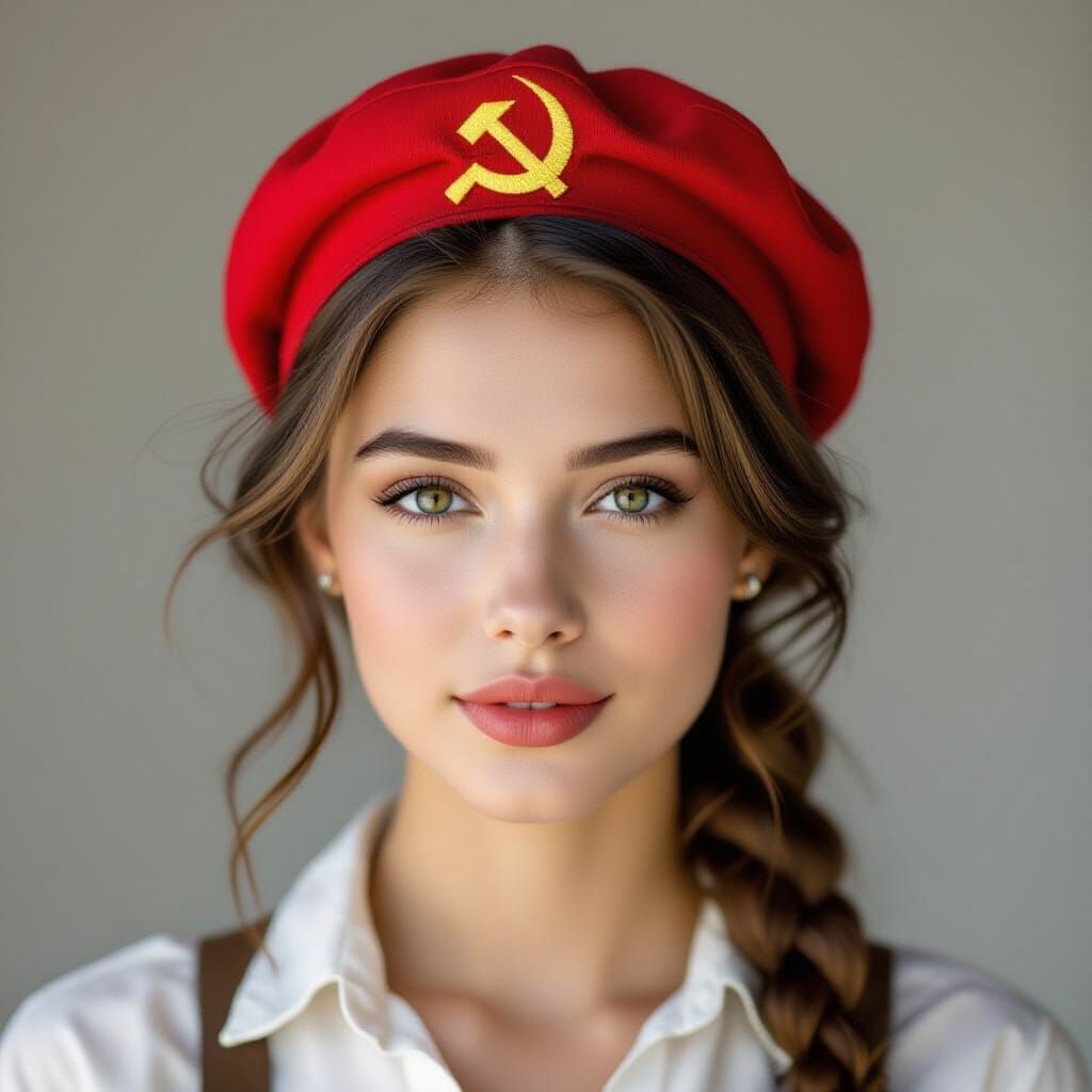 Portrait of Young Woman in Proletarian Cap