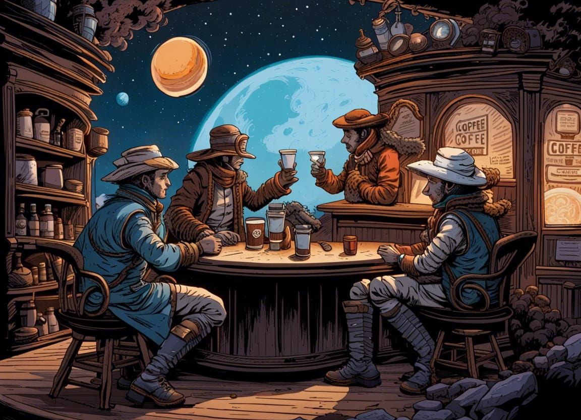 Victorian Coffee Shop on a Space Rock: Comic Art