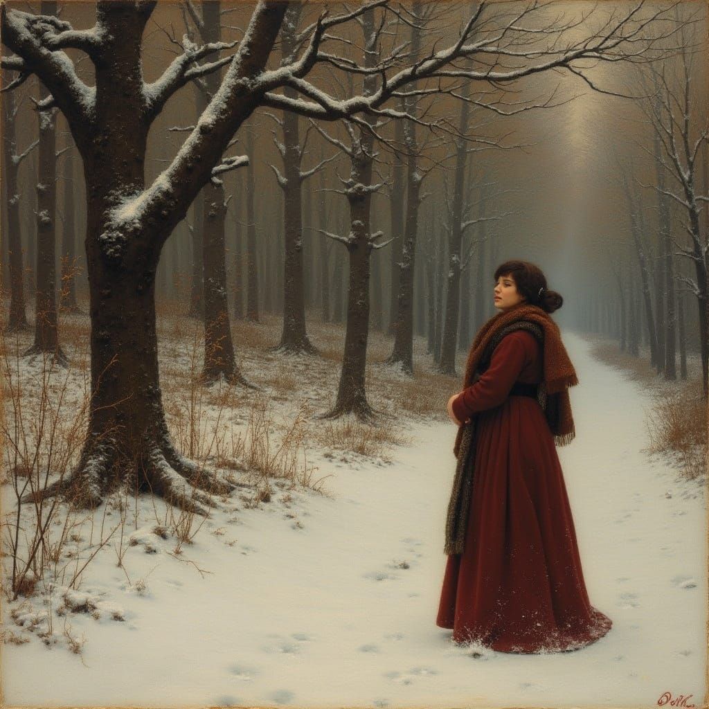 Victorian Winter Christmas Scene in Millais Style