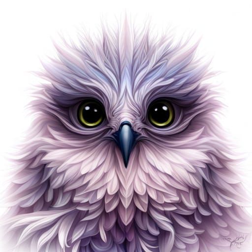 Cute Blue Bird with Fractal Flowers in Pixel Art