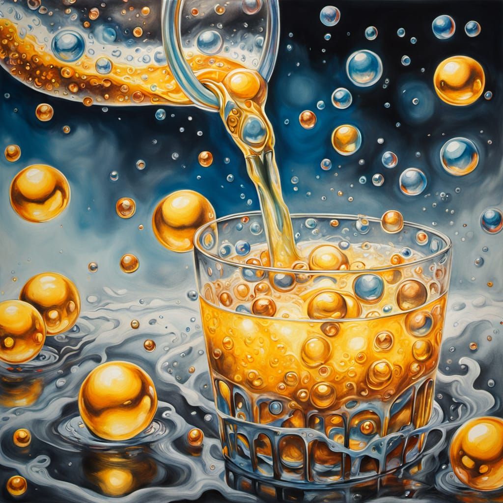 Fizzy Drink Bubbles as Surrealist Impasto Painting