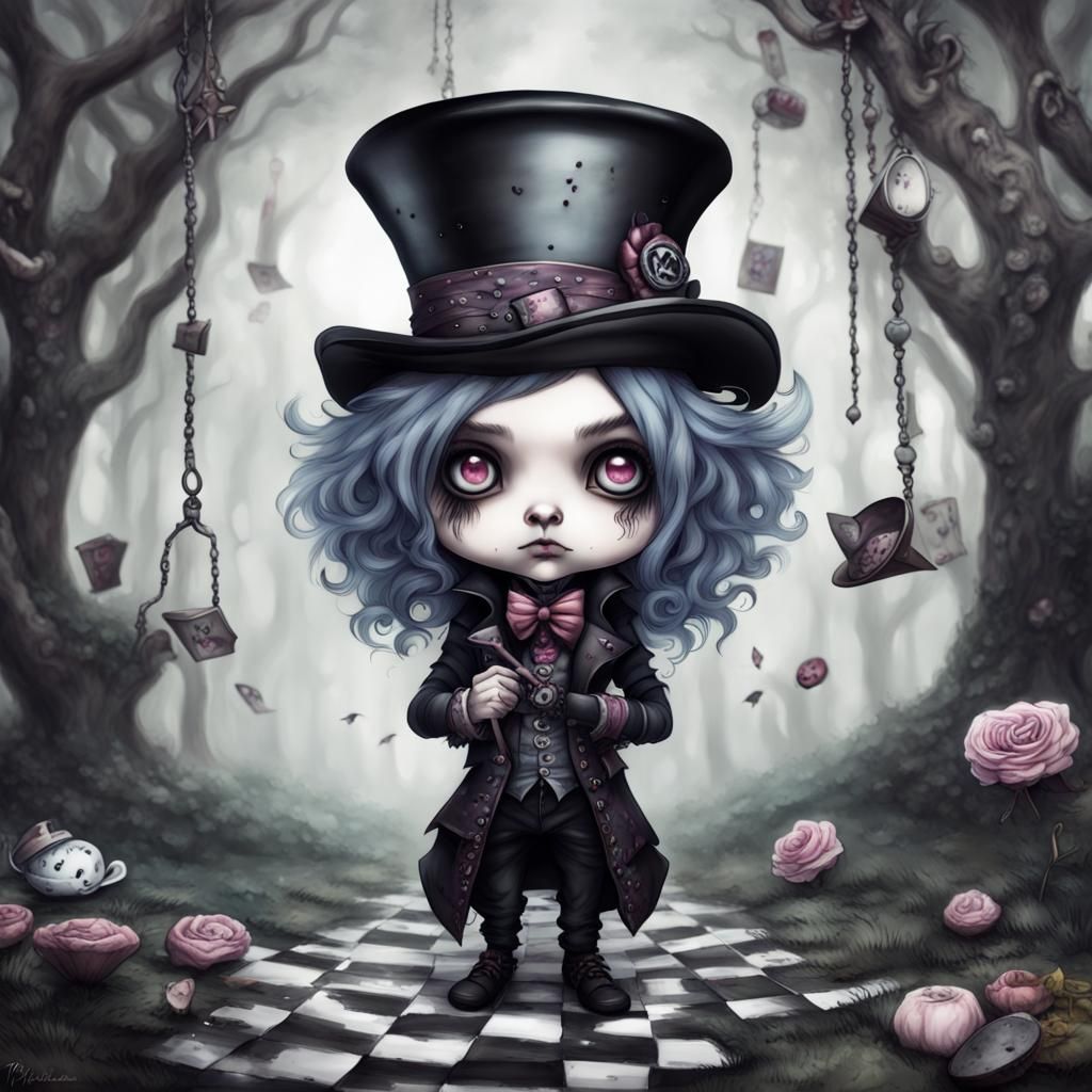 Chibi Goth Mad Hatter in Wonderland