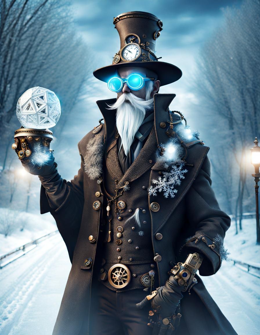 Steampunk Shinigami Wizard in Winter Ice