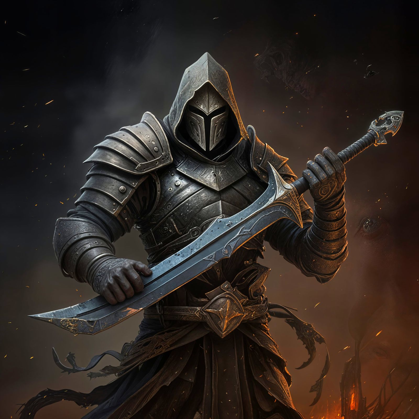 Warrior in Twilight, Holding a Broken Sword Fragment