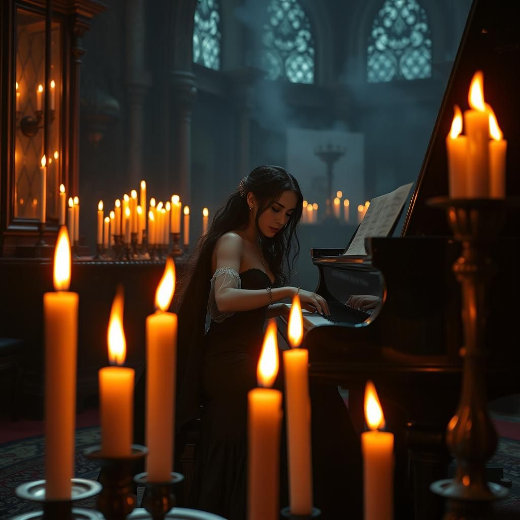 Eerie Dark Fantasy: Vampire Plays Piano
