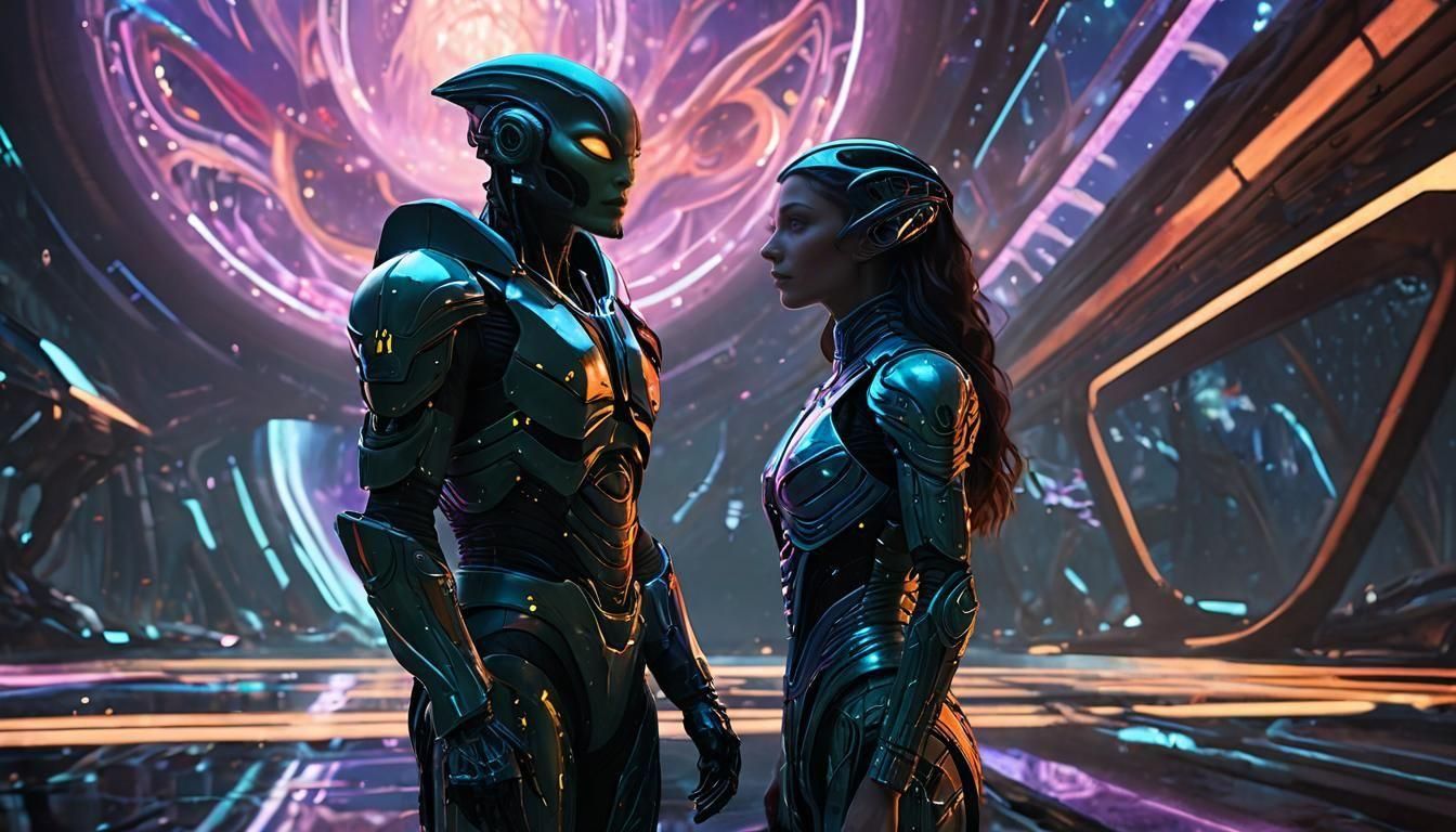 Enchanting Alien Encounter on a Glowing Horizon