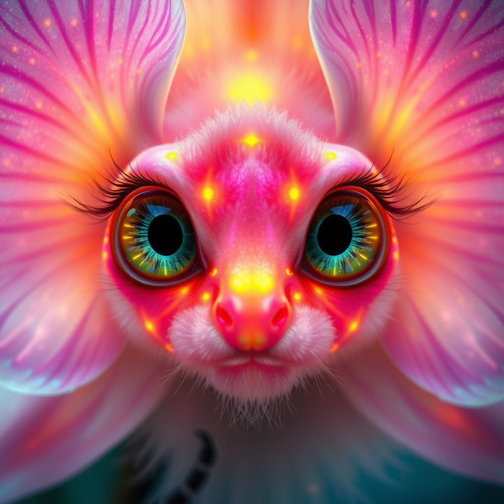 Enchanting Creature Portrait in Neon Surrealism