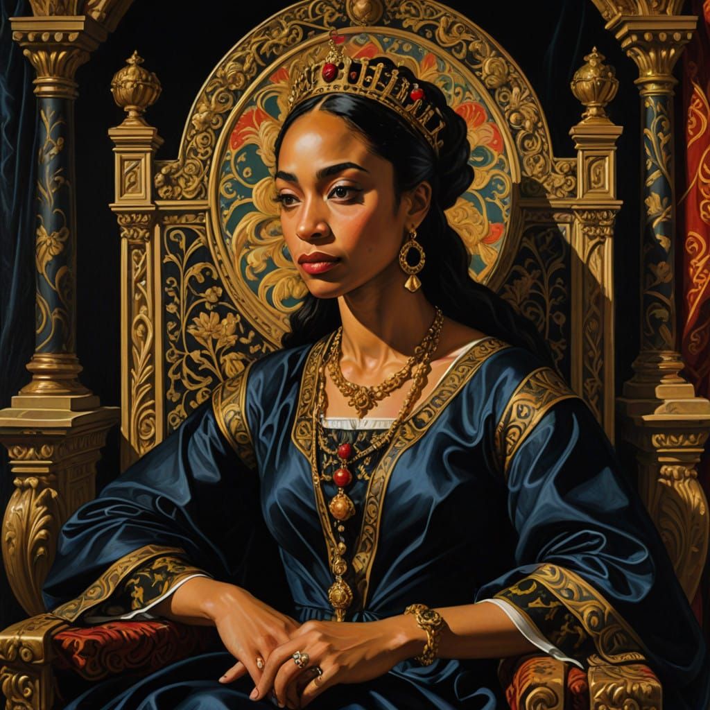 Empress Sade Adu in Gouache Painting, Caravaggio Style