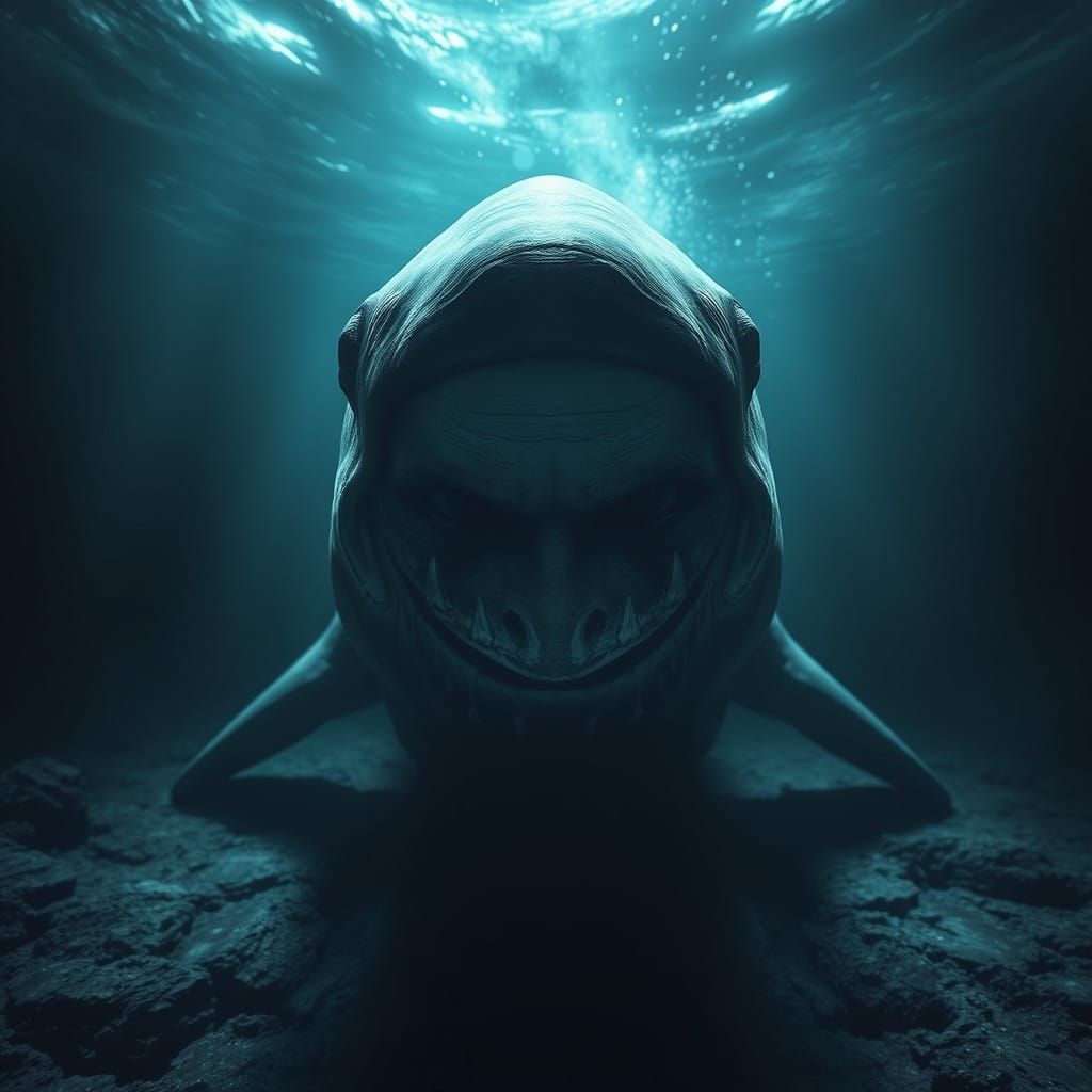 Gargantuan Ghostly Shark in Darkness