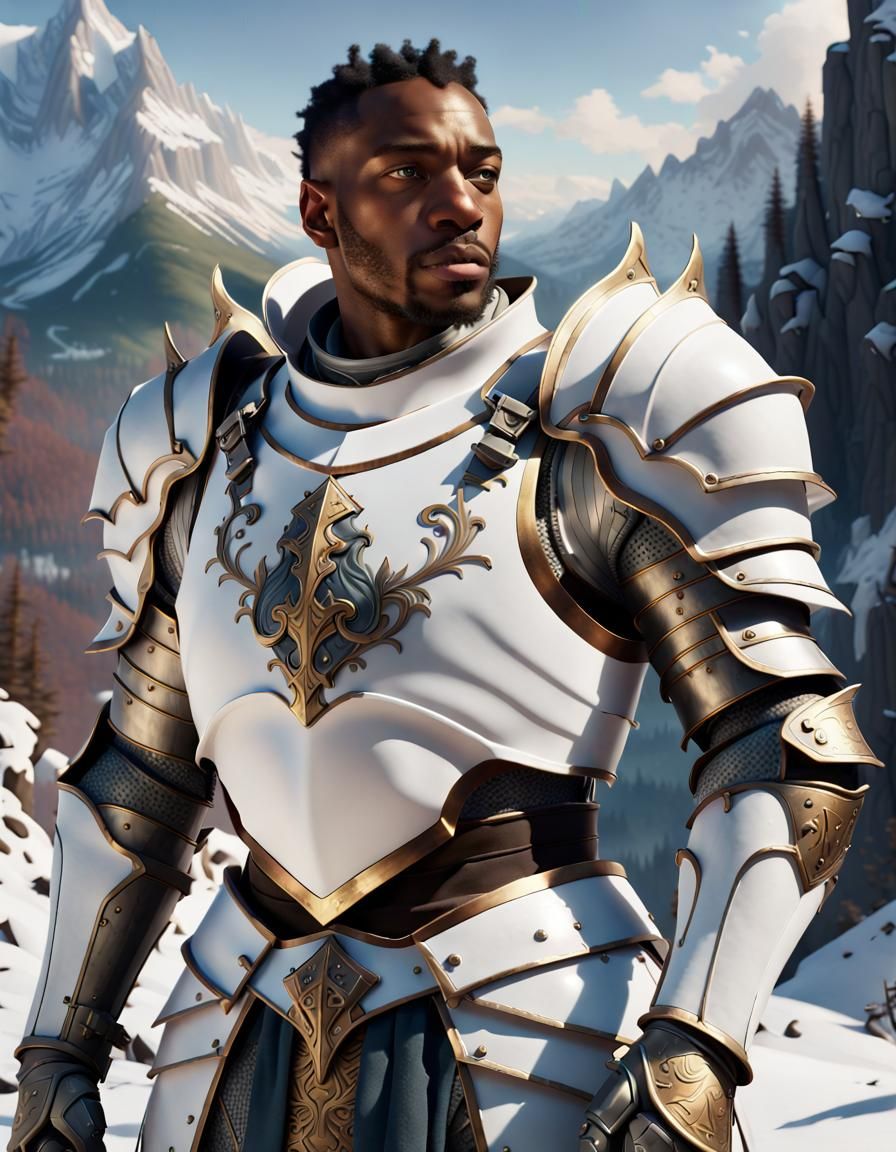 Medieval Knight in White Armor, Fantasy Art