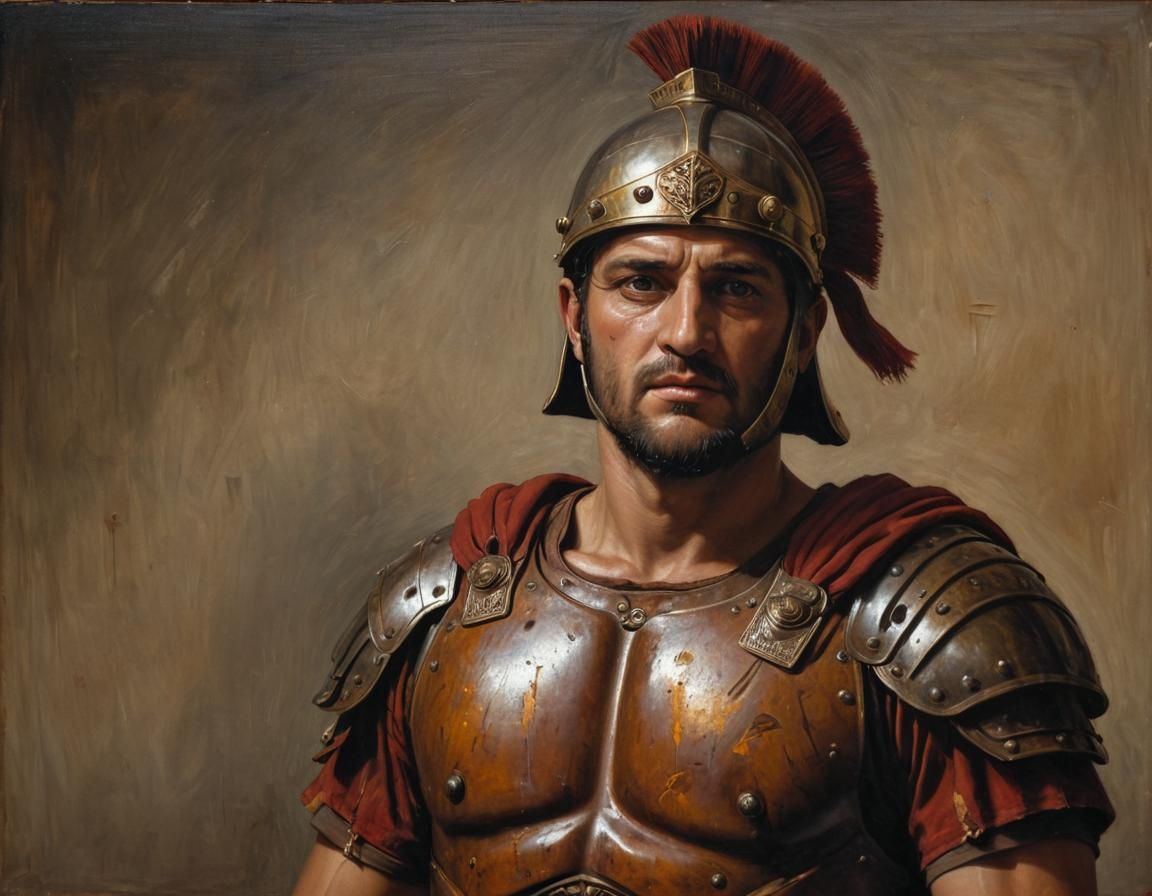 Roman Centurion in Oil Painting Masterpiece