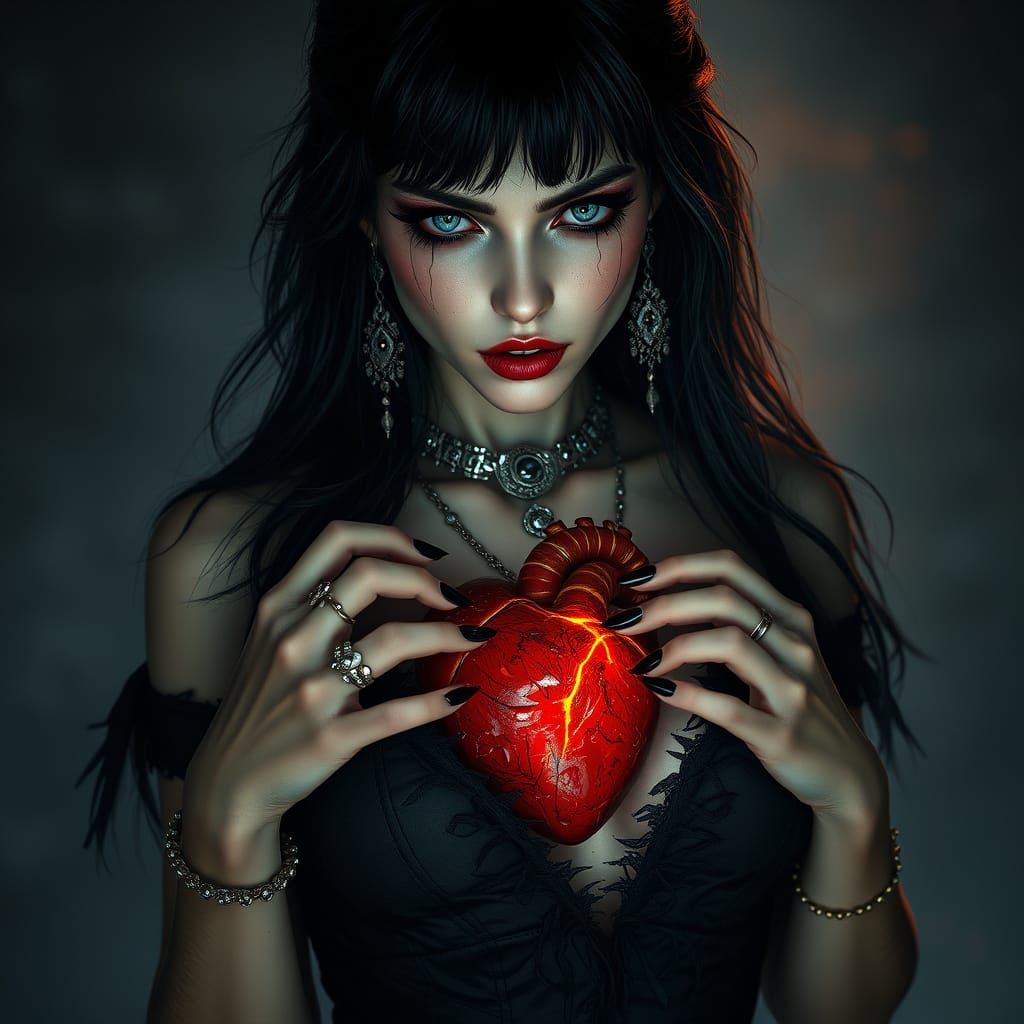 Heartbroken Woman in Dimly Lit Mystical Atmosphere