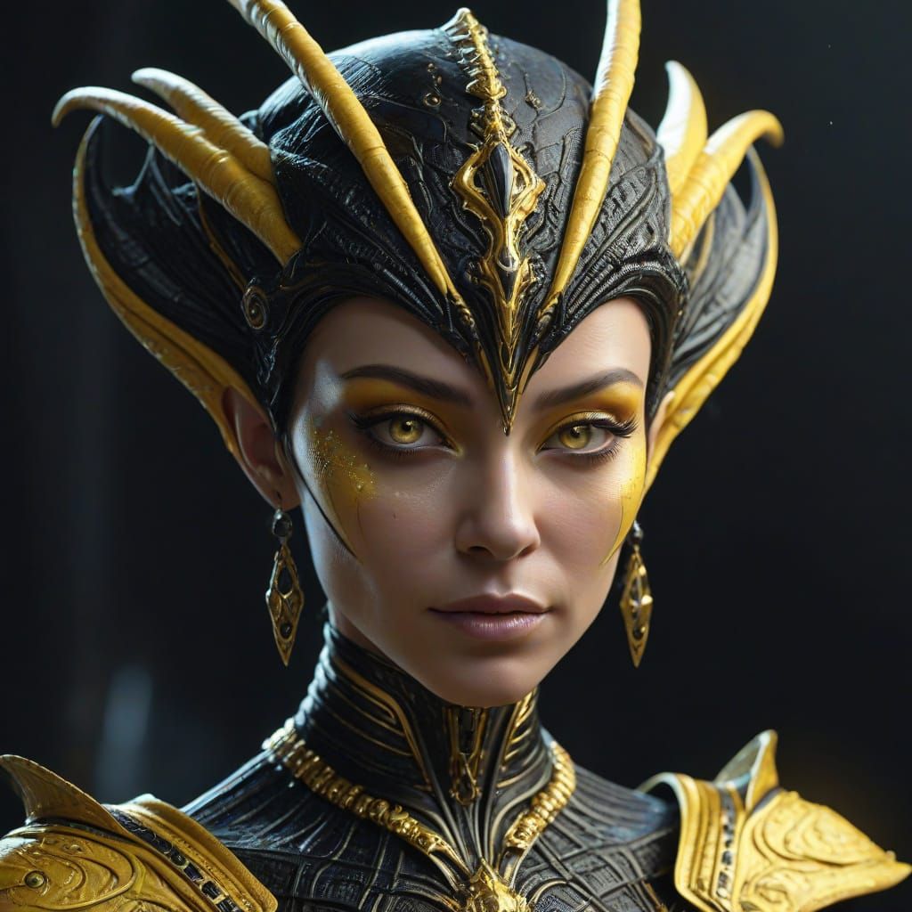 Regal Alien Queen Portrait in Hyperdetailed 4k