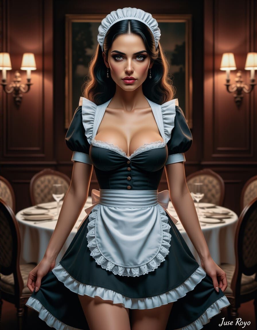 Hyperrealistic Maid Portrait in Style of Royo