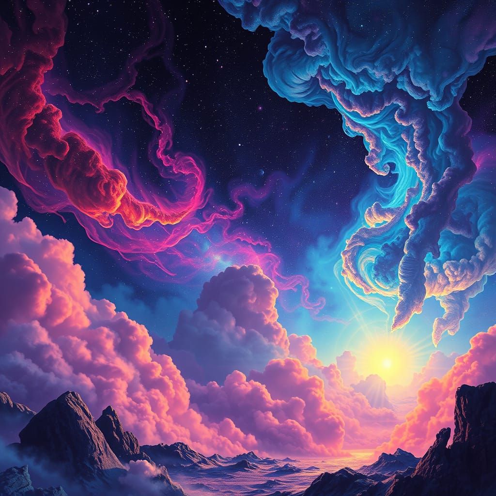 Ethereal Cosmic Landscape Awaits Visitors Amidst Swirling Ne...
