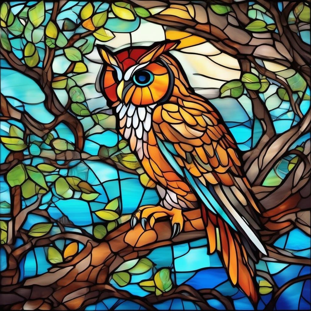 Clockwork Owl on Ancient Branch at Twilight