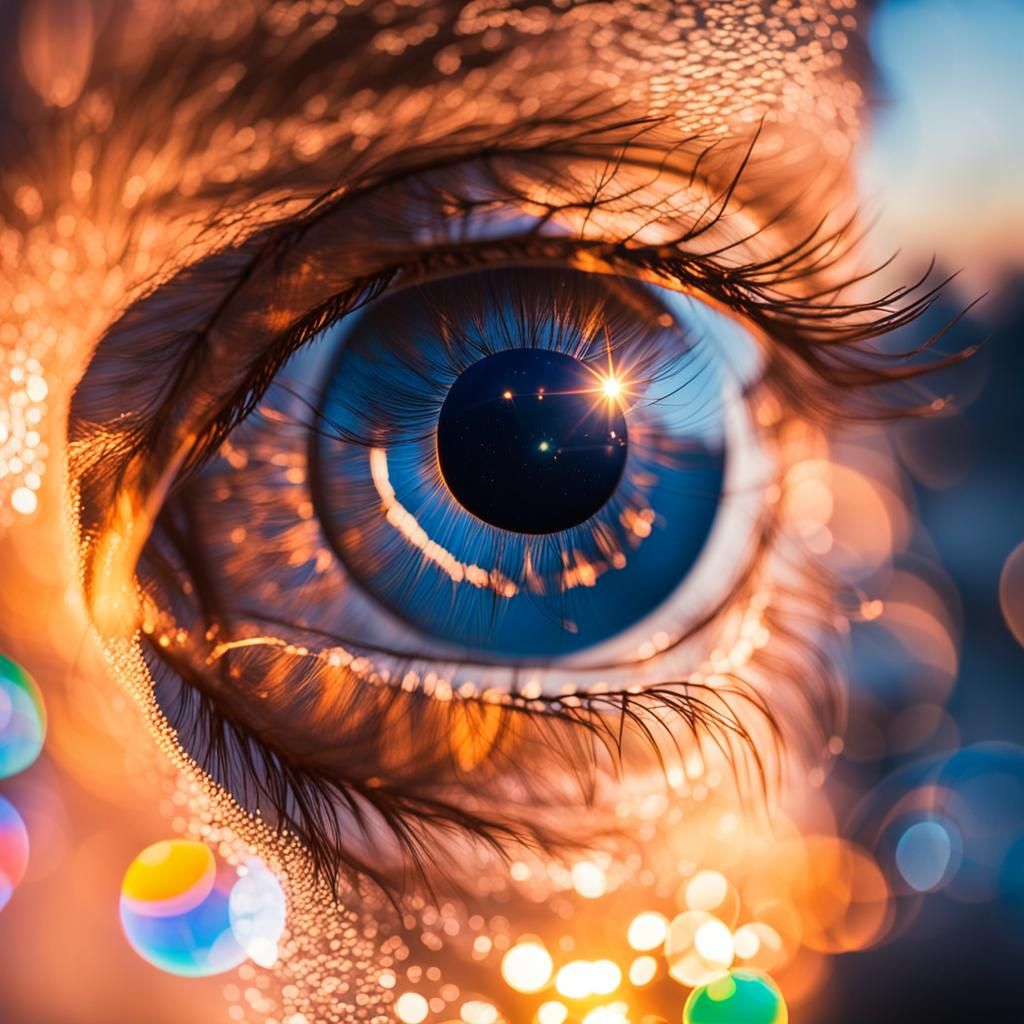 Transparent Eye Reflecting Sunset: Professional Photography