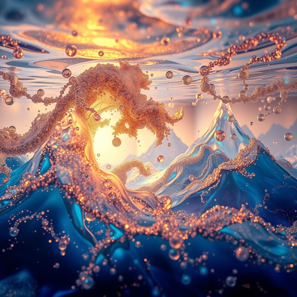 Hyperreal Geisha in Quantum Ink and Molten Gold