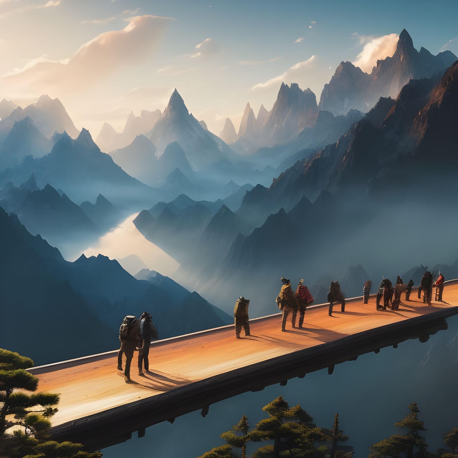 Majestic Mountains and Lake at Sunset