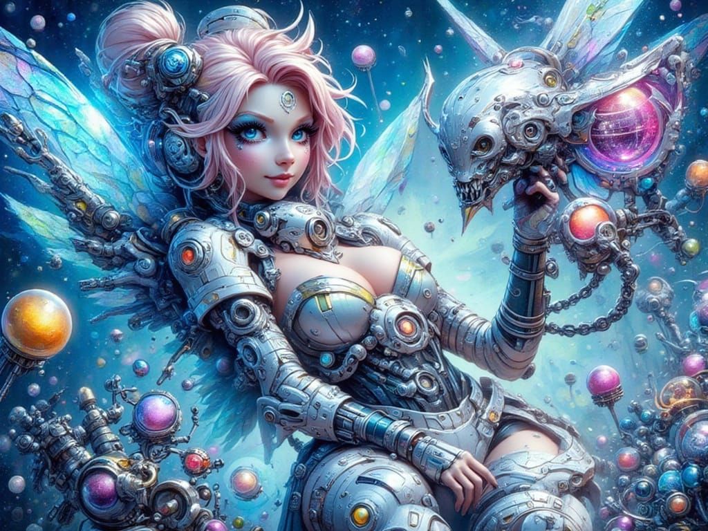Cyberpunk Fairy in Alien Marketplace