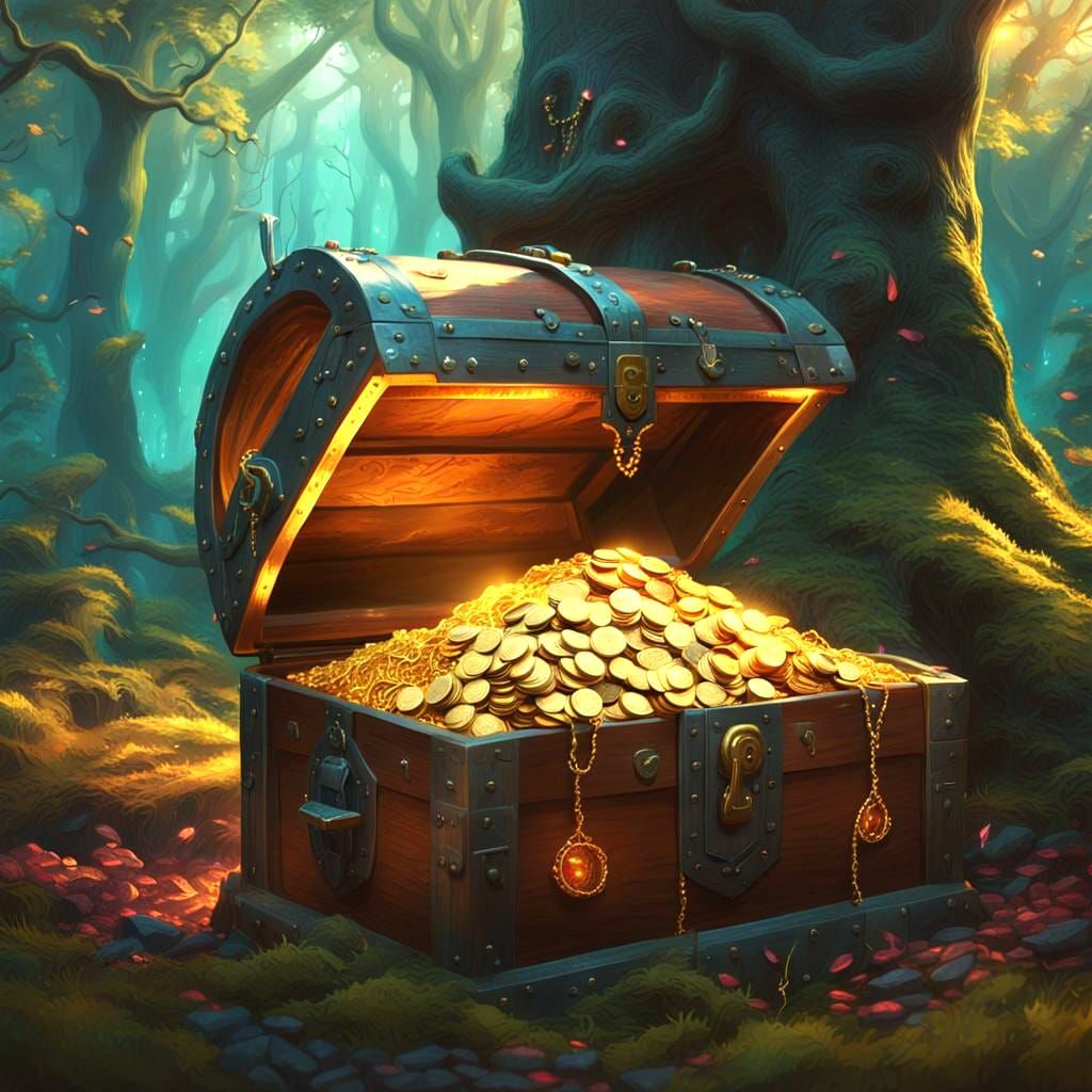 Fantastical Treasure in Deep Color, Detailed Matte Painting