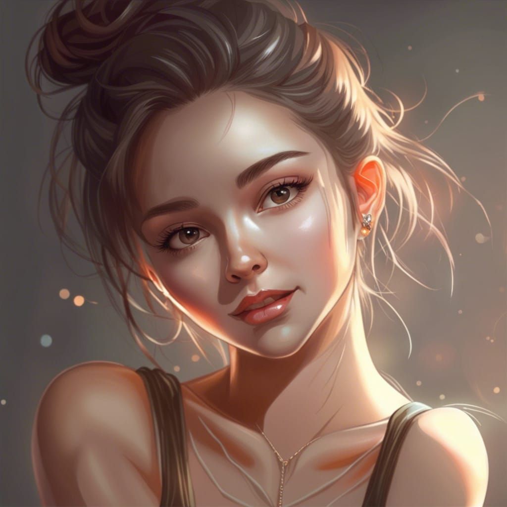 Beautiful Asian Woman on Beach in Realistic Photo