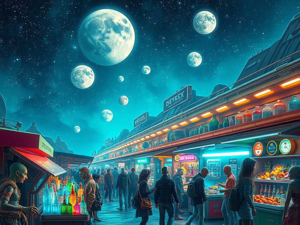 Intergalactic Marketplace with Alien Travelers