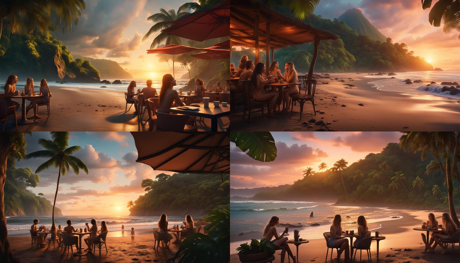 Costa Rica Beach Sunset: Rainforest Cafe Scene