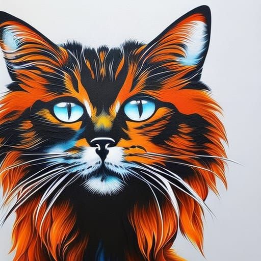 Mystic Phoenix Cat in Graffiti Splash Art