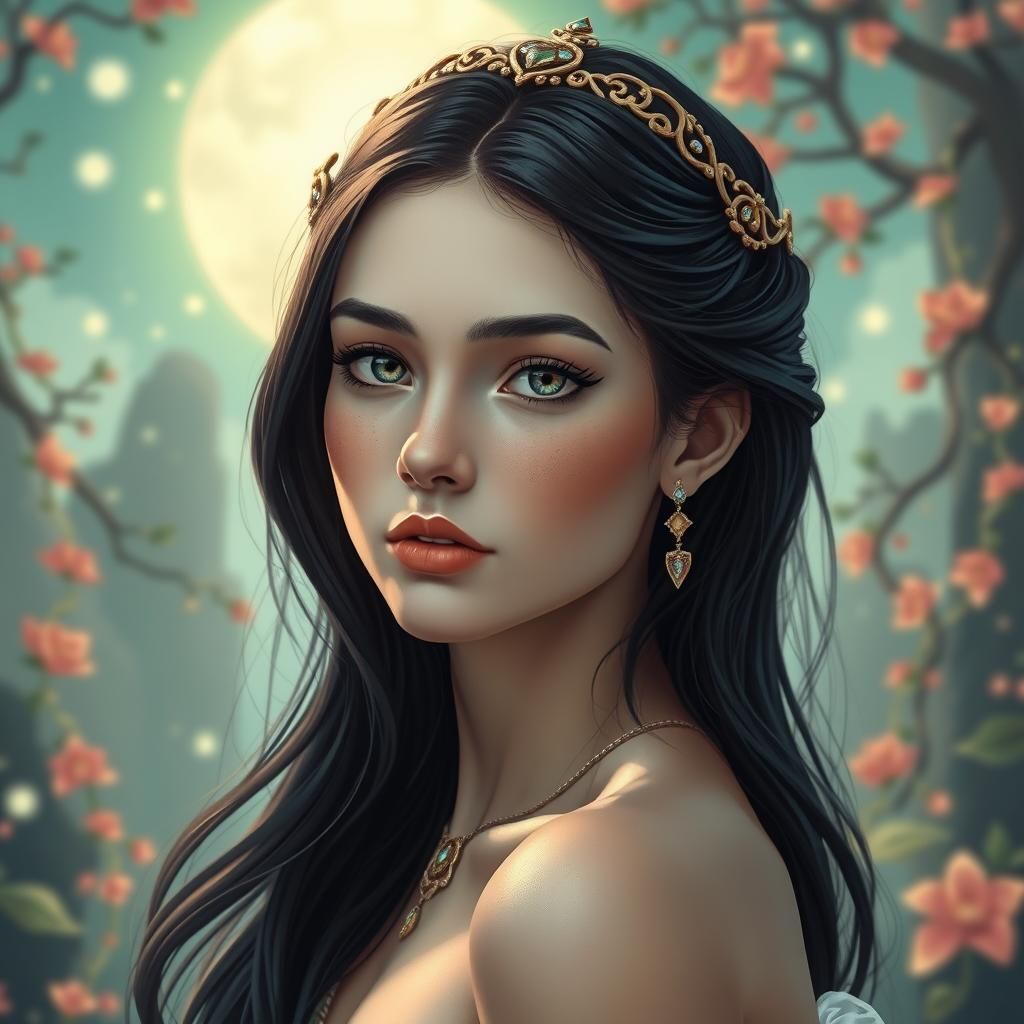 Ethereal Goddess Portrait in Pixel Art Style