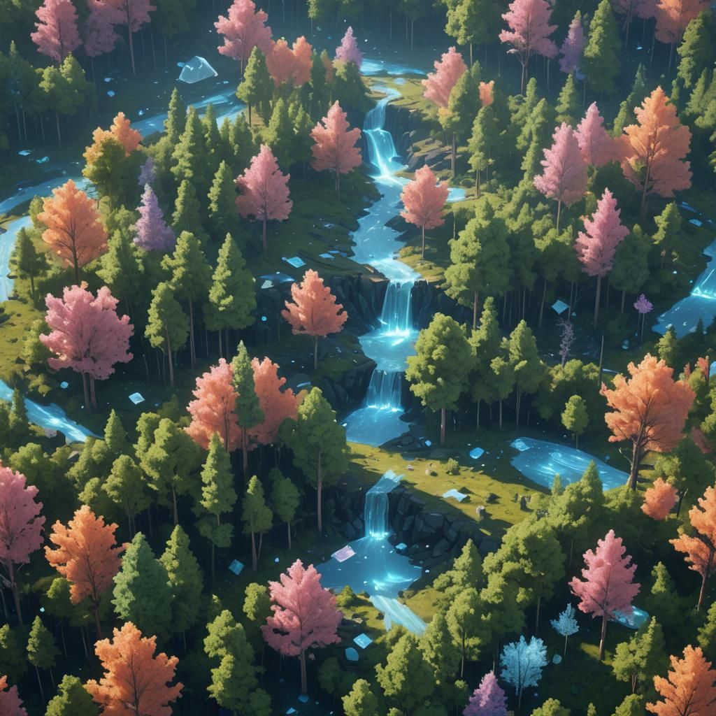 Diamond Forest in 3D Videogame Style
