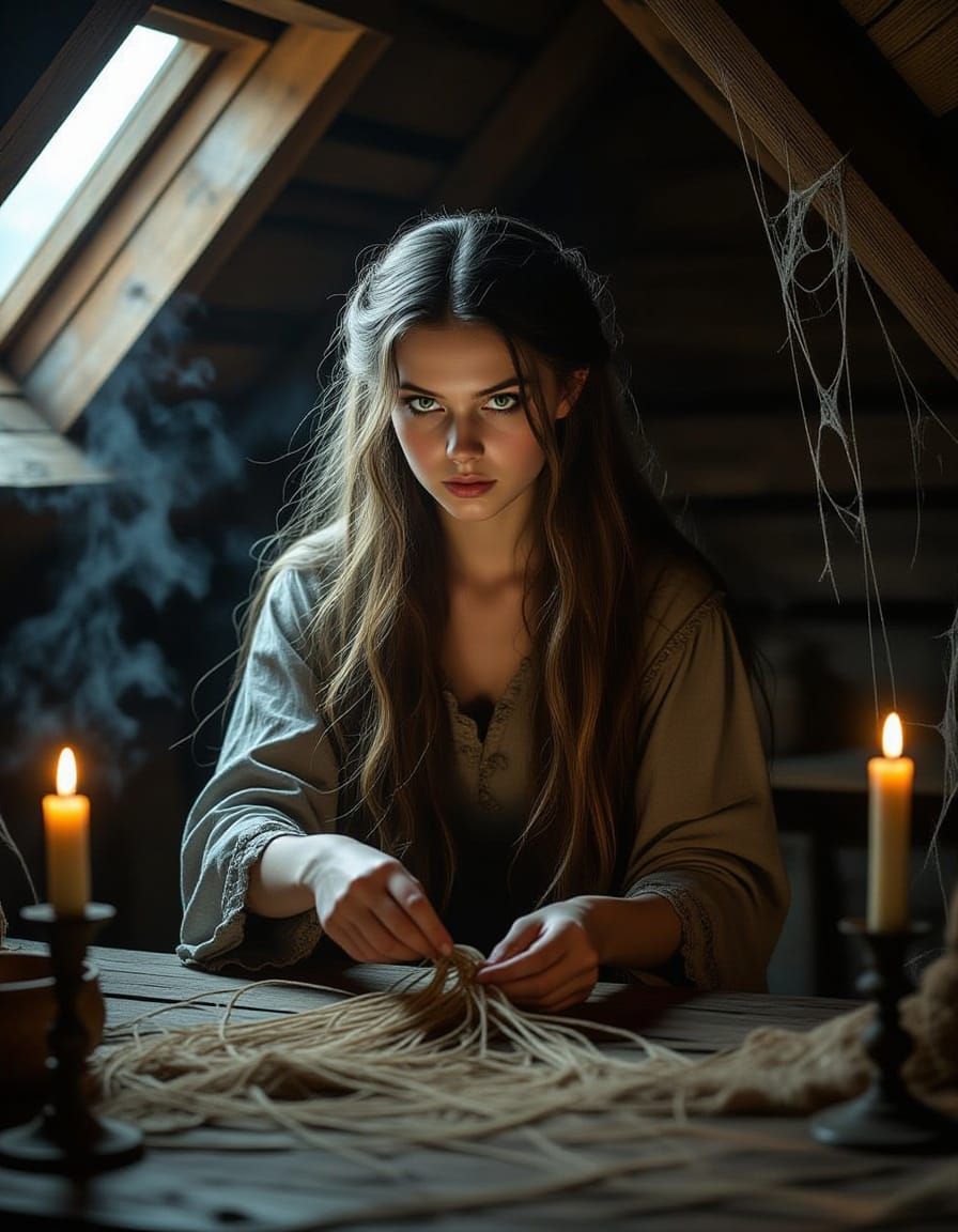 Slavic Spirit Kikimora in Dark Folklore Style