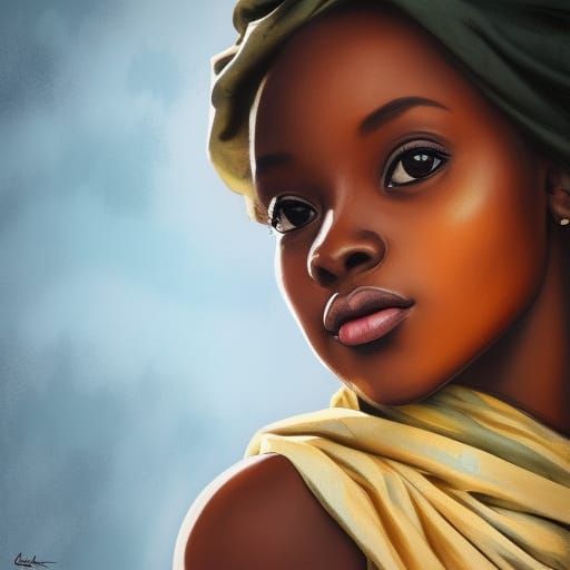 African Girl Portrait with Hijab in Savannah