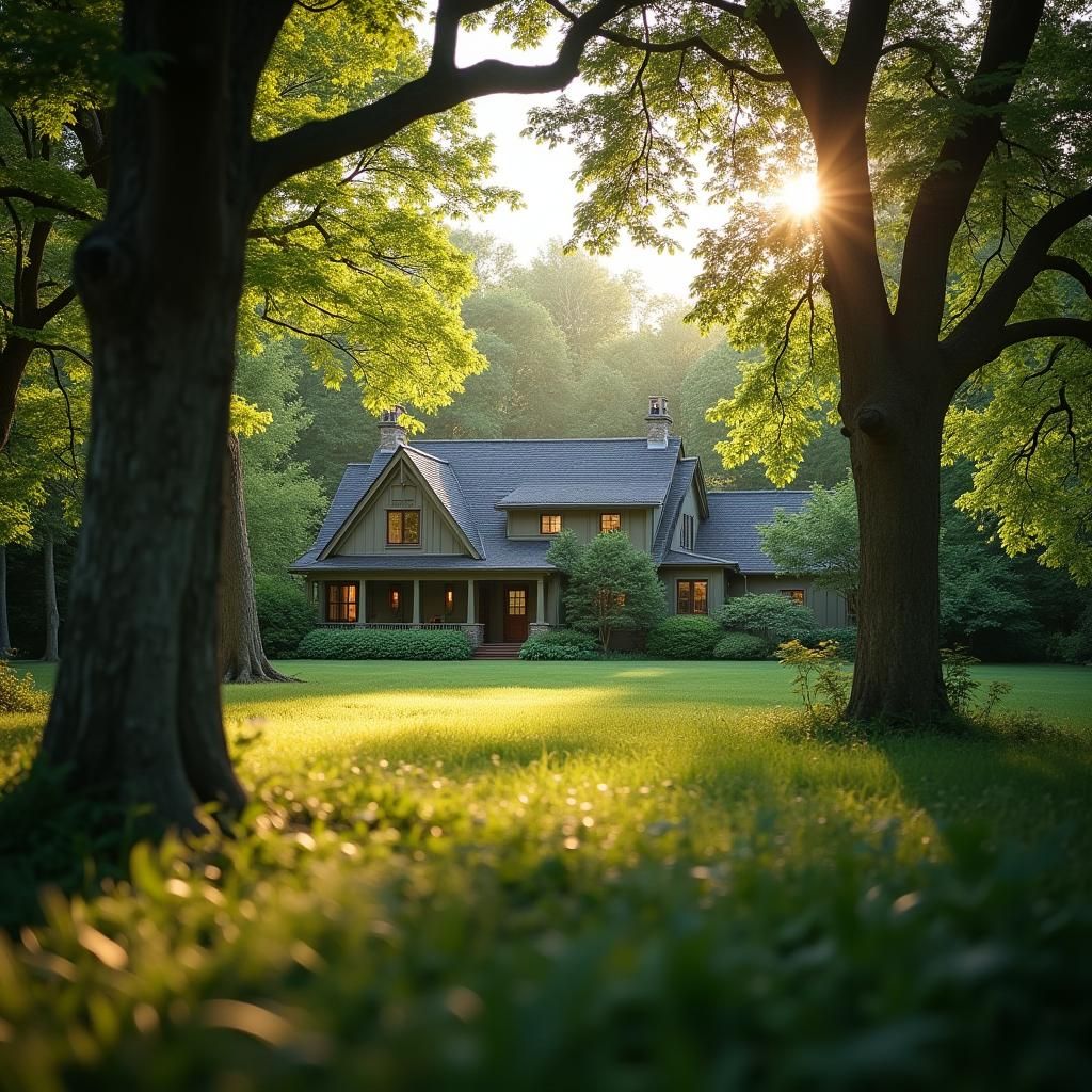 House Surrounded by Trees in Dreamy Light