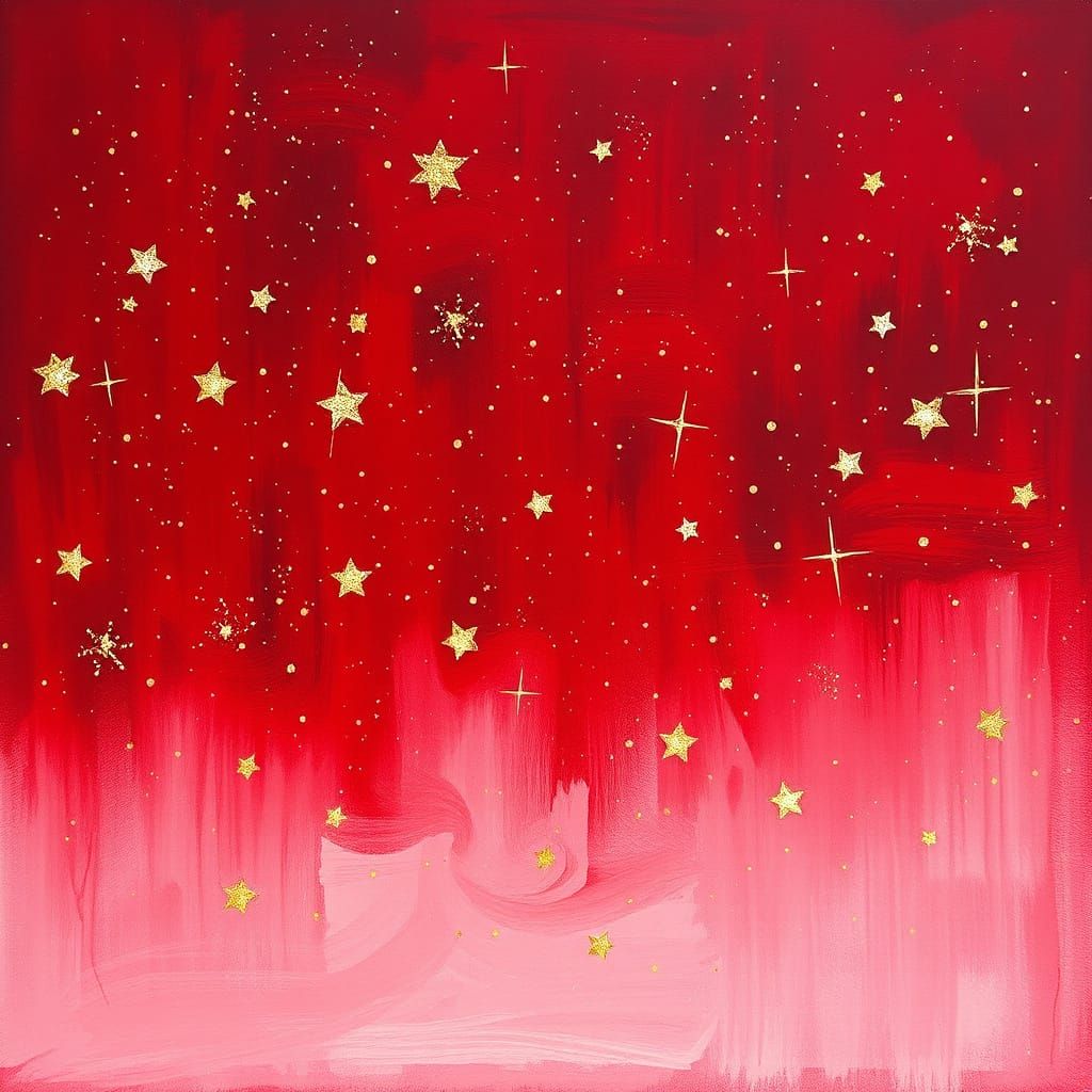 Deep Red Sky with Twinkling Celestial Bodies