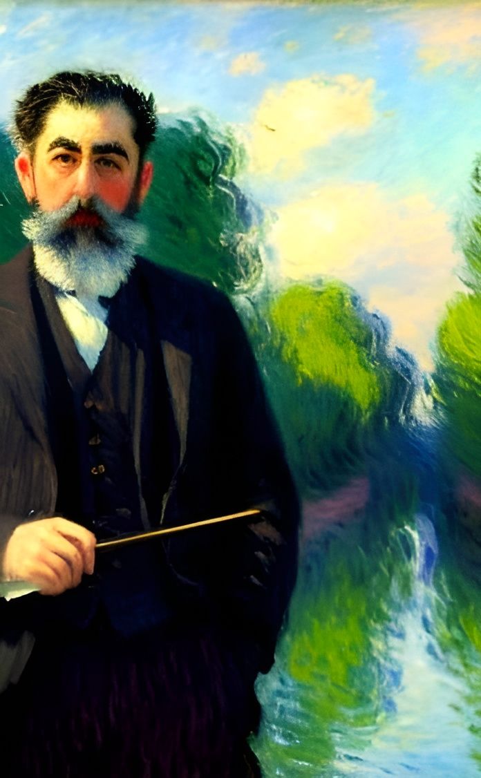 Claude Monet Self-Portrait in Impressionist Style