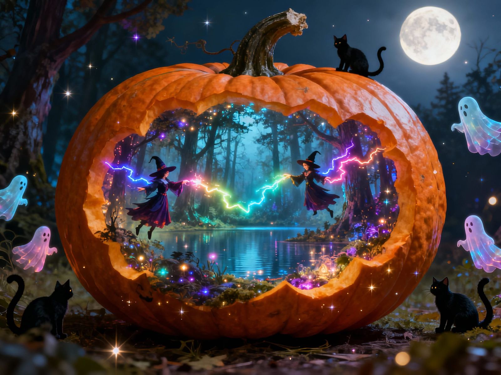 Magical Halloween Forest Inside Giant Pumpkin