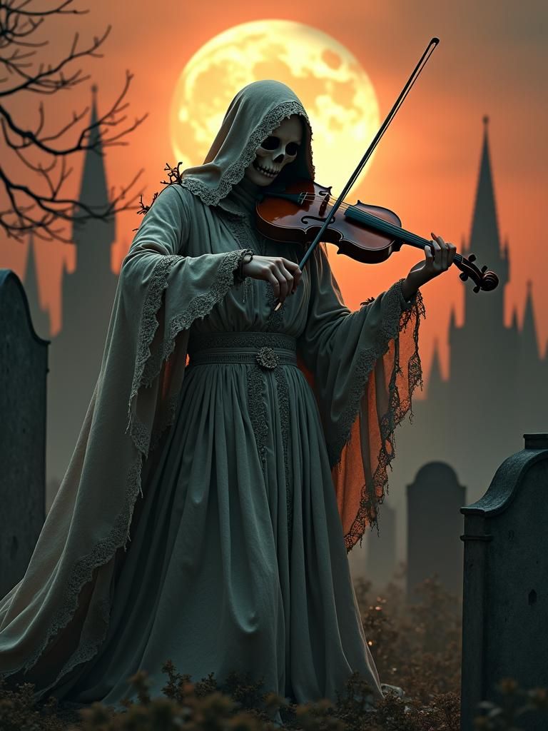 Grim Reaper's Graveyard Serenade in Romantic Style