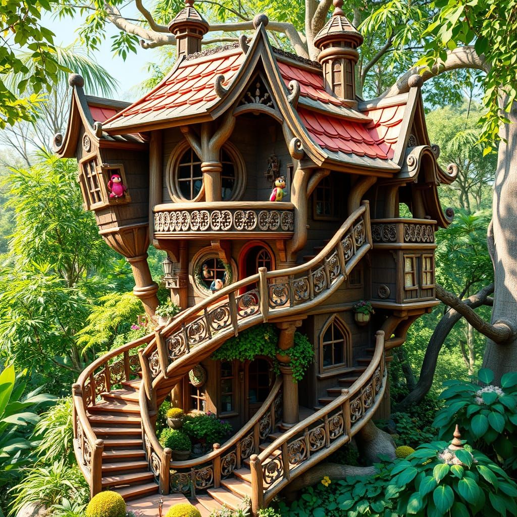 Enchanting Birdhouse in Animated Movie Style