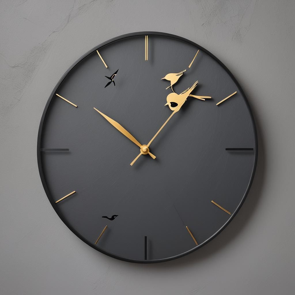 Minimalist Bird Clock with Shadow, Contemporary Design