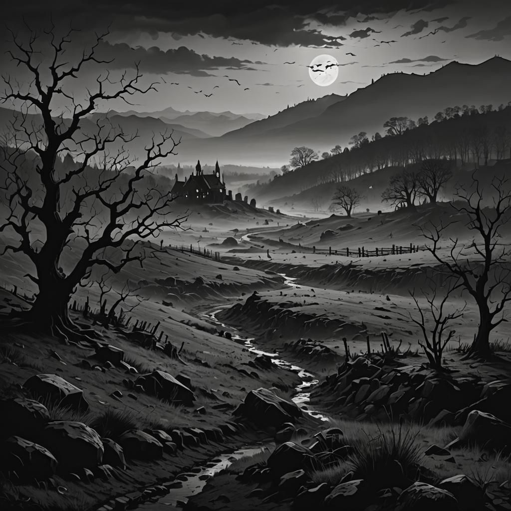 Monochromatic Spooky Landscape