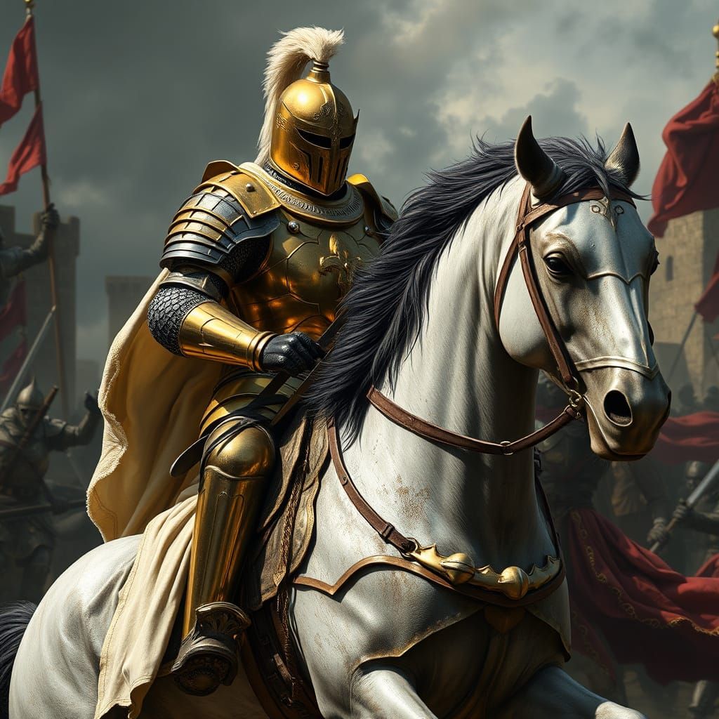 Armored Knights Clash in Medieval Digital Painting