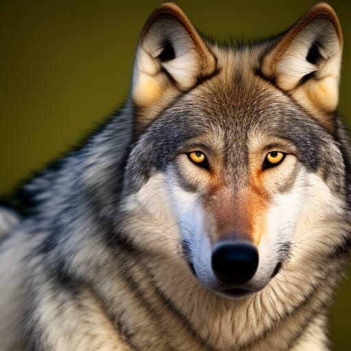 Majestic Wolf Portrait with Bokeh Background