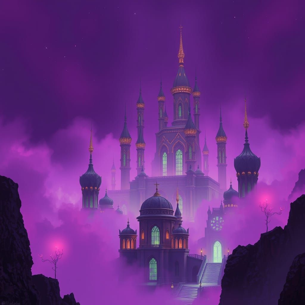 Mystical Realm in Ethereal Purple Haze